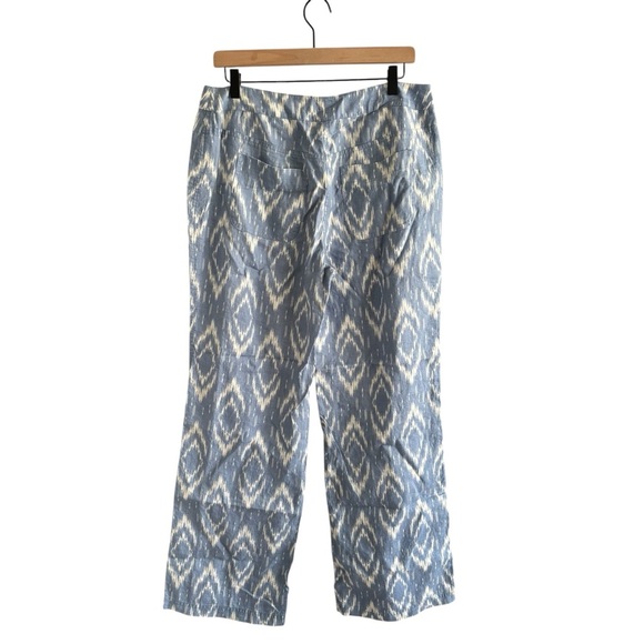 Chico's 100% Linen Ikat Print Wide Leg Pants Resortwear Vacation Preppy Small - Picture 8 of 16